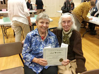 Flo M. and Shirley S. receive Certificates of Recognition for 40 years of CFUW membership