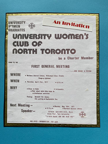 Invitation to CFUW North Toronto's first Anuual General Meeting April 21,  1977